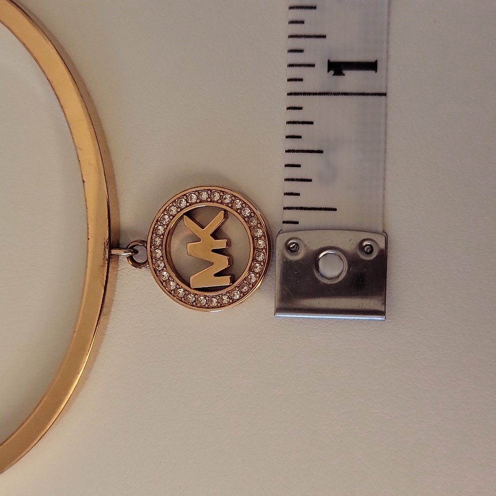 Michael Kors Rose Gold Crystal Logo Hinge Bracelet - Picture 11 of 11